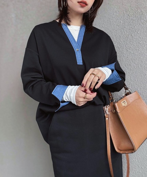 Emmataylor ライトダンボールドッキングプルオーバー freesize Emma Taylor（エマテイラー） tシャツ ライトダンボールデニム