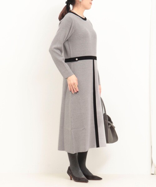 MICO COULIER（ミコクリエ） ワンピース ミラノリブバイカラーニット