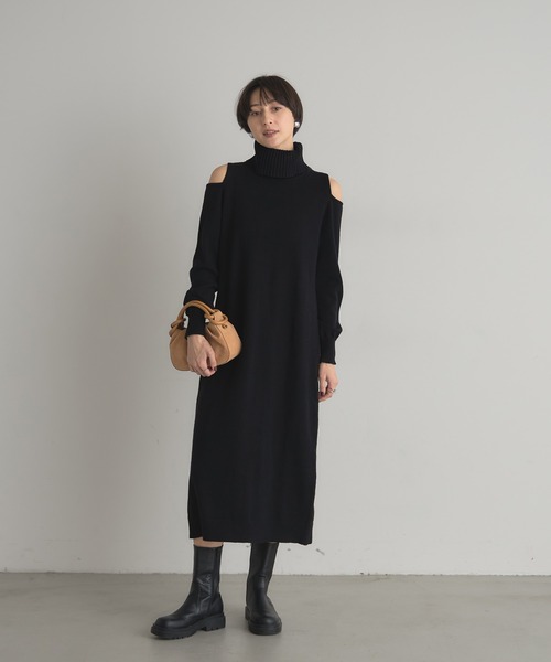 タートルネックニットワンピース セール】【Jasmine】タートルネックトップス＋ニットワンピース