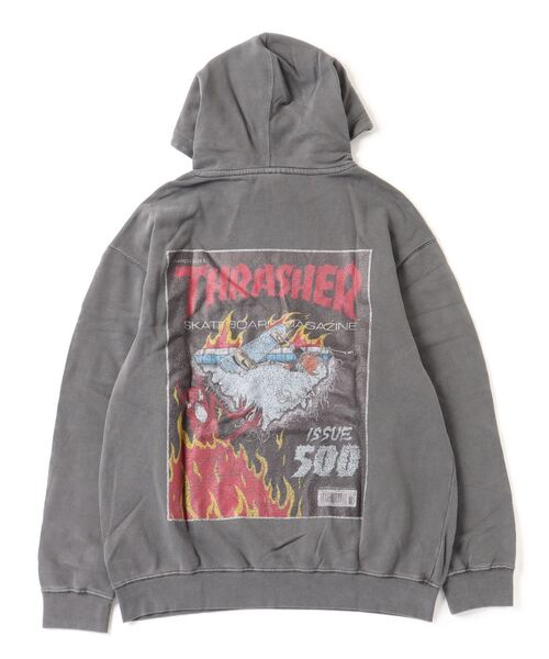 「THRASHER」 プルオーバーパーカー M ブラック×レッド メンズ_画像2