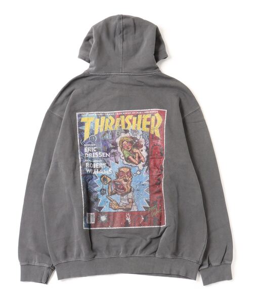 「THRASHER」 プルオーバーパーカー M ブラック×レッド メンズ_画像3