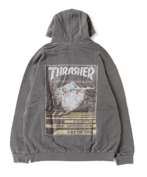 「THRASHER」 プルオーバーパーカー M ブラック×レッド メンズ_画像4