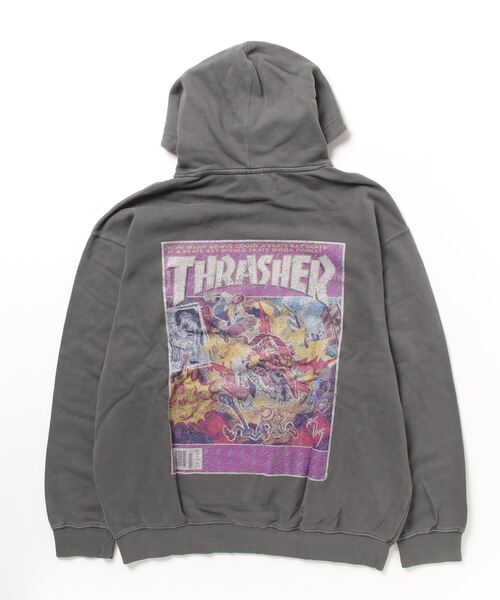 「THRASHER」 プルオーバーパーカー M ブラック×レッド メンズ_画像5