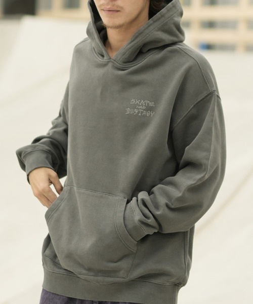 「THRASHER」 プルオーバーパーカー M ブラック×レッド メンズ_画像7