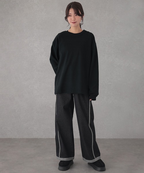 DAYRA tシャツ クルーネック ベーシック ドロップショルダー 長袖 プル 