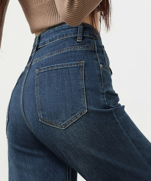 ジーンズ デニム デニムパンツ ストレッチハイウエストフレアデニム