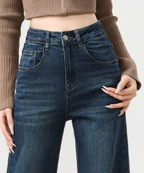 ジーンズ デニム デニムパンツ ストレッチハイウエストフレアデニム