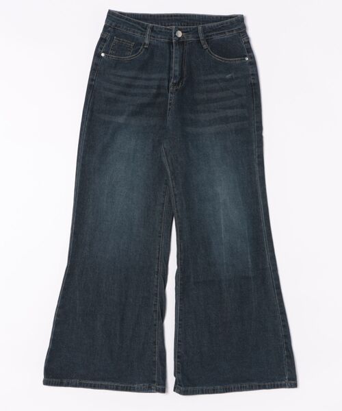 ジーンズ デニム デニムパンツ ストレッチハイウエストフレアデニム