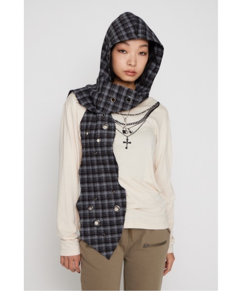 ルセラフィム クロシェ Hooded Scarf スカーフ マフラー LAGUA GEM（ラグアジェム） ストール マフラー CHECK HOODIE ストール