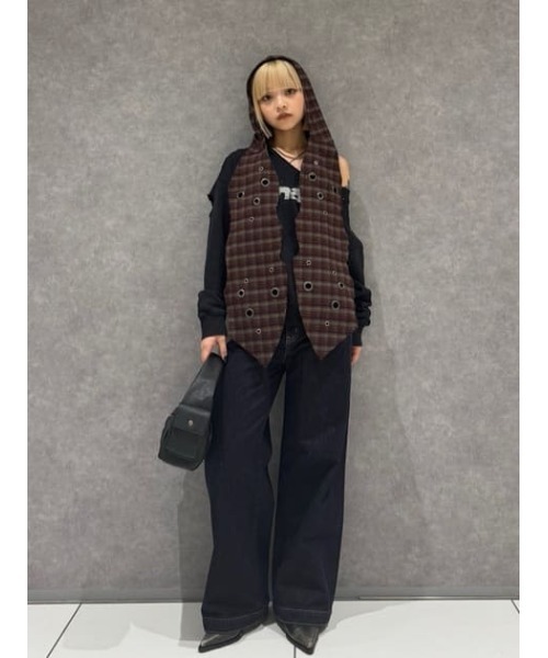 LAGUA GEM（ラグアジェム） ストール マフラー CHECK HOODIE ストール