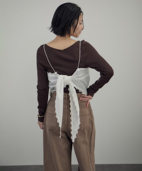 サロンアダムエロペ　クロスレースかキャミソール SALON adam et rope'（サロン アダム エ ロペ） キャミソール クロス