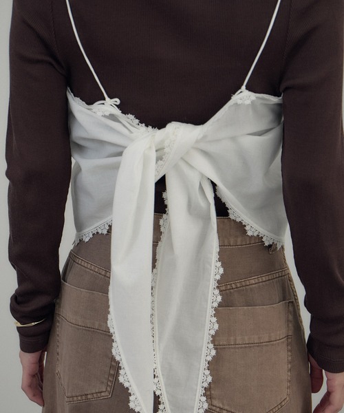 サロンアダムエロペ　クロスレースキャミソール　ホワイト SALON adam et ropé(サロン アダム エ ロペ) / クロスレース