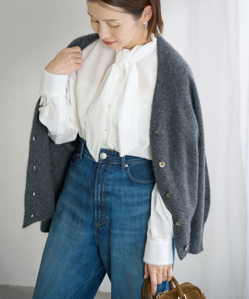 IENA（イエナ） ブラウス シャツ ピコレースボウタイブラウス