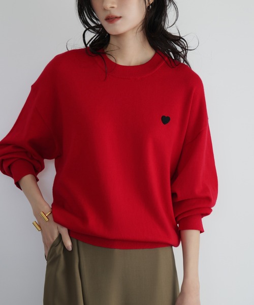 「ELFRANK」 長袖ニット FREE レッド レディース_画像7