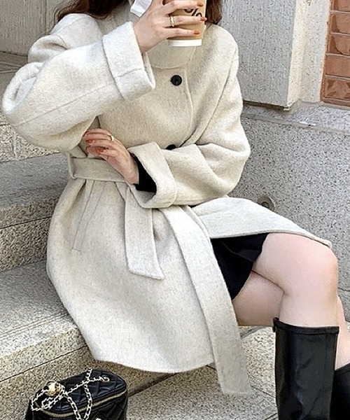 inst.ALL コート アウター スタンドカラーフェイクウールコート