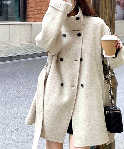 inst.ALL コート アウター スタンドカラーフェイクウールコート