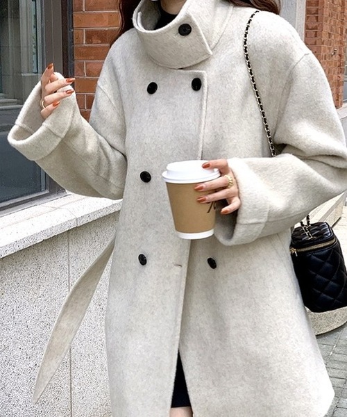 inst.ALL コート アウター スタンドカラーフェイクウールコート