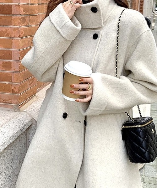 inst.ALL コート アウター スタンドカラーフェイクウールコート