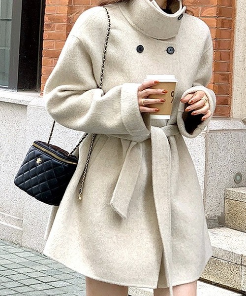 inst.ALL コート アウター スタンドカラーフェイクウールコート