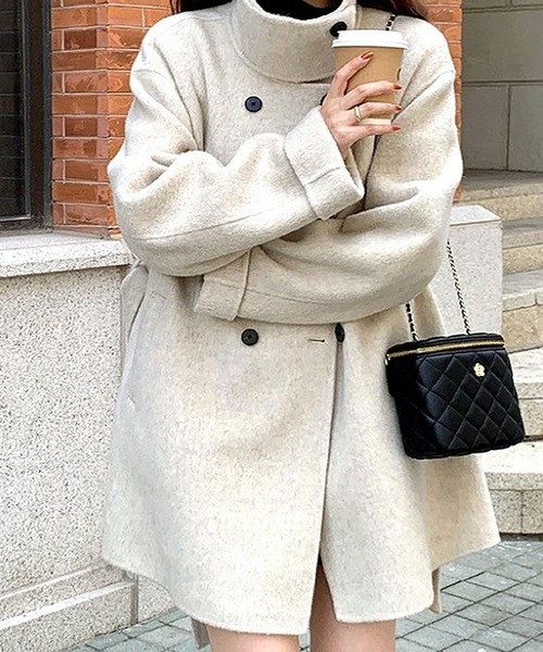inst.ALL コート アウター スタンドカラーフェイクウールコート