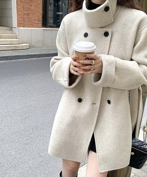 inst.ALL コート アウター スタンドカラーフェイクウールコート
