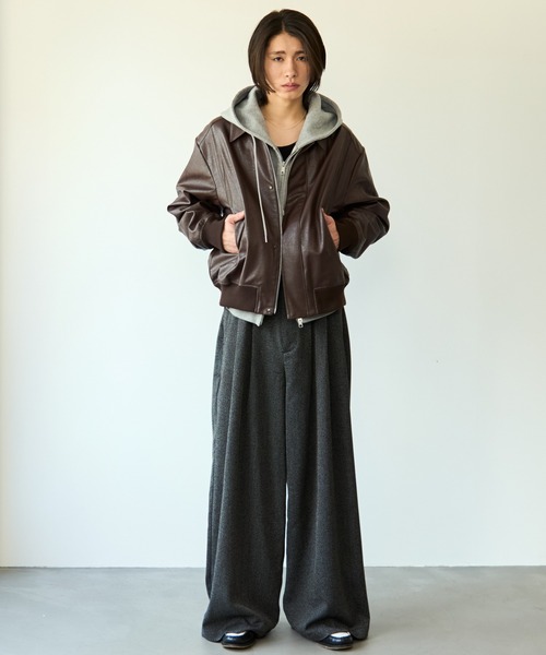 SINSS ブルゾン アウター Concealed front short zip blouson / コン