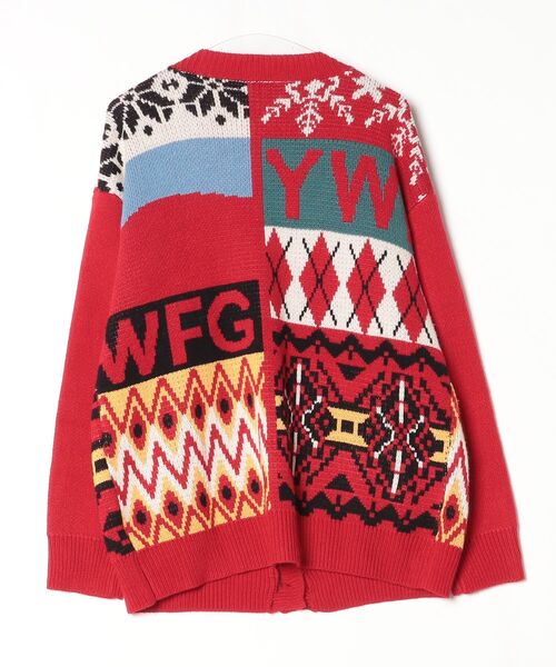 「HOOK」 ニットカーディガン L レッド メンズ