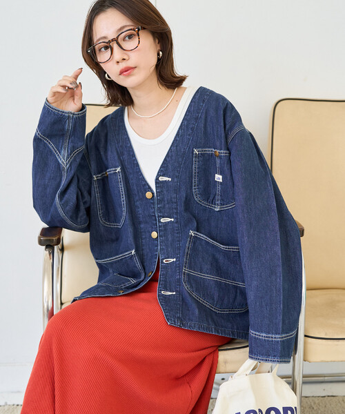 激レア　サンプル品　ノーカラーデニムジャケット　Lee(リー)別注アイテム FREAK'S STORE（フリークスストア） デニムジャケット gジャン 限定