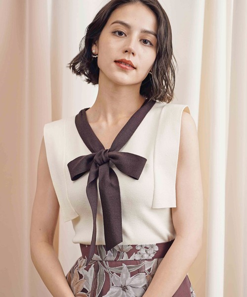 「NOELA」 ノースリーブニット フリー オフホワイト レディース_画像2