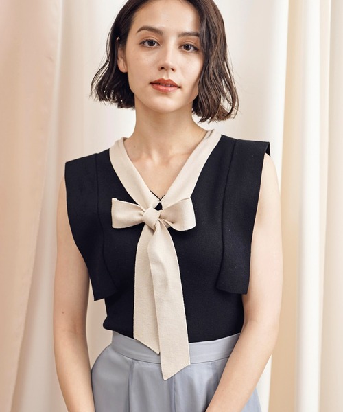 「NOELA」 ノースリーブニット フリー オフホワイト レディース_画像9