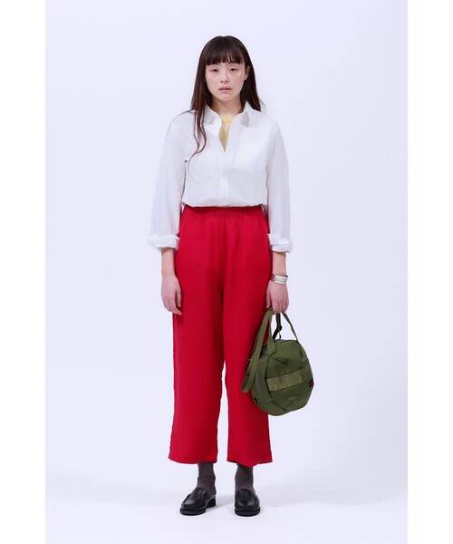 ワイドパンツ パンツ リネン ソリッド イージー 「イージーケア」 レディースの画像