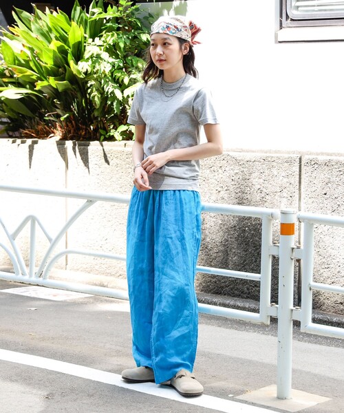 ワイドパンツ パンツ リネン ソリッド イージー 「イージーケア」 レディースの画像