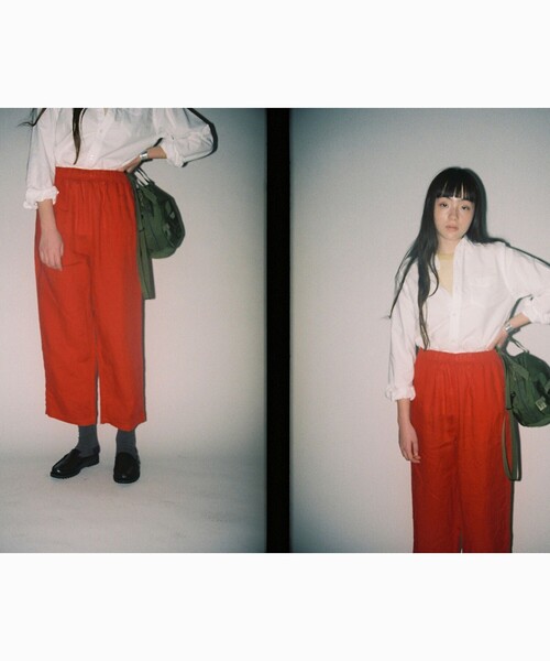 ワイドパンツ パンツ リネン ソリッド イージー 「イージーケア」 レディースの画像