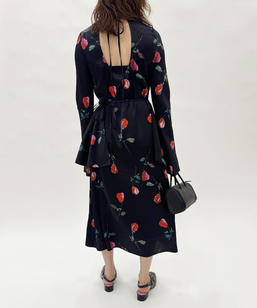 【新品】GANNI ガニー　フラワー サテン ワンピース EDIT. FOR LULU（エディットフォールル） ワンピース 「GANNI/ガニー
