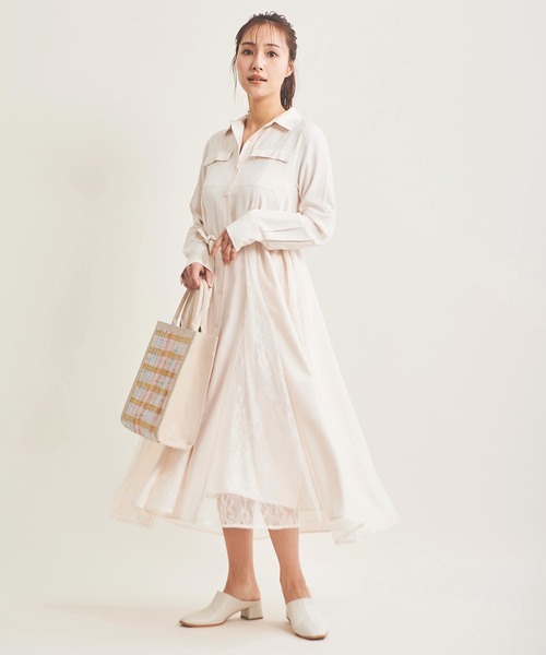 「The Virgnia」 シャツワンピース 38 ブルー レディース_画像3