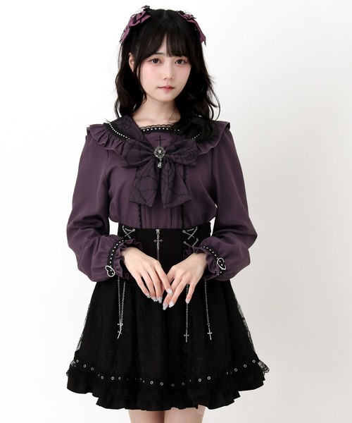 今季完売フリルブラウス❤︎ DearMyLove ブラウス シャツ 十字架クモレースセーラーフリル長袖