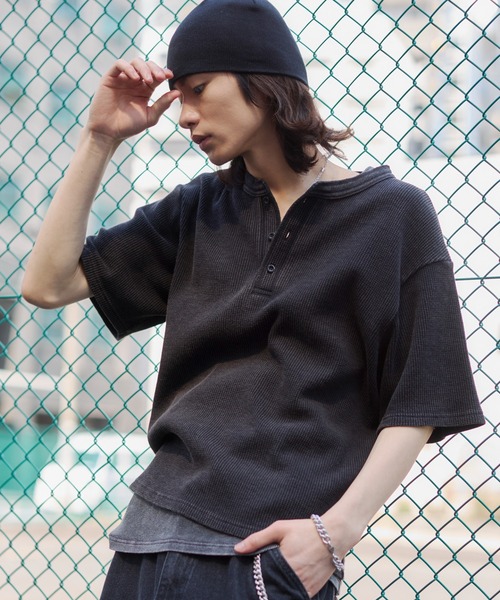 Du tango 今期フロントレースTEE ワッフリッシュワッフル WEGO（ウィゴー） tシャツ WEGO/「26年春夏新作」ワッフルヘンリー