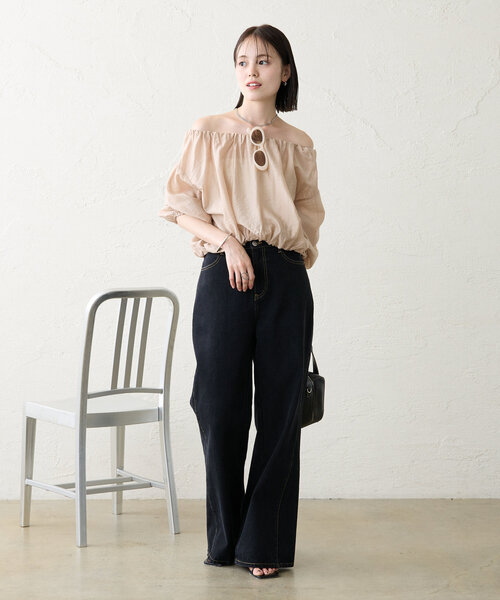 「mystic」 ブーツカットデニムパンツ 1 ブルー レディース_画像8