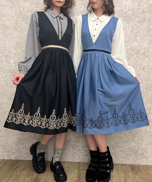 「axes femme POETIQUE」 長袖ワンピース MEDIUM ワイン レディース_画像3