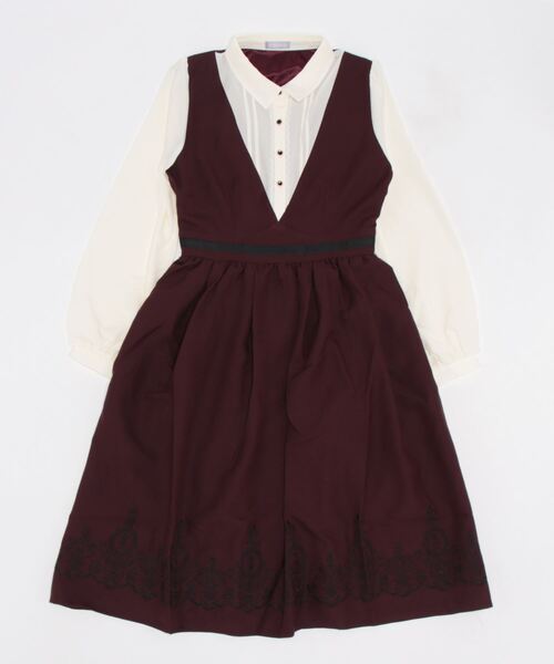 「axes femme POETIQUE」 長袖ワンピース MEDIUM ワイン レディース_画像5