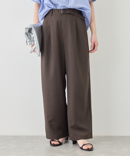 ROPE'PICNIC ロペピクニック リネンライク パンツスーツ ブラウン S ROPE' PICNIC（ロペ ピクニック） パンツ 「cahoさんコラボ」低身長