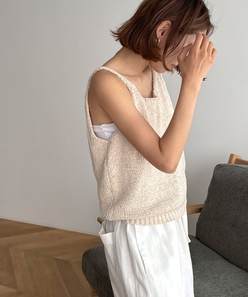 「CANAL JEAN」 「El mar」キャミソールニット ONE SIZE ベージュ レディース_画像2