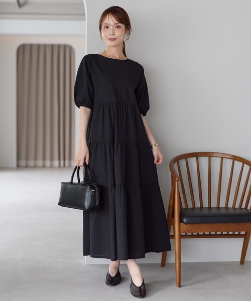 ワンピース ふんわりバルーン袖コットンティアードワンピース | PREFERIR | 18