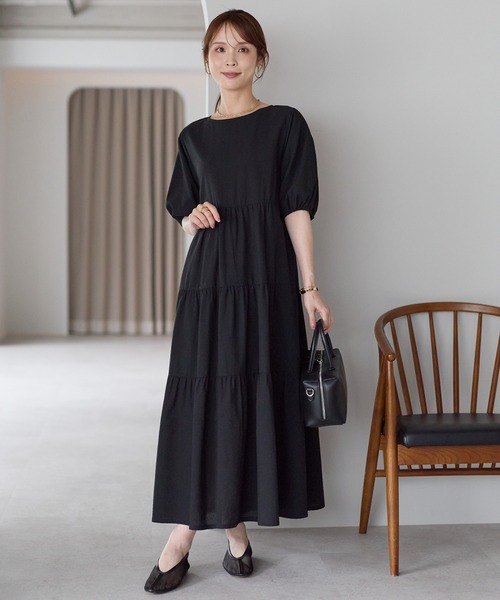 ワンピース ふんわりバルーン袖コットンティアードワンピース | PREFERIR | 19