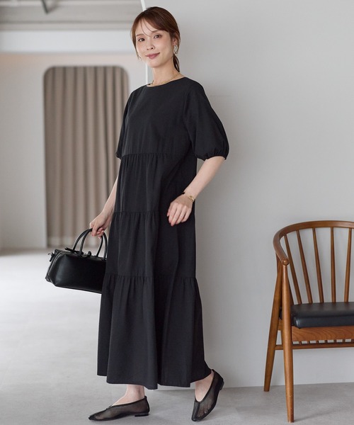ワンピース ふんわりバルーン袖コットンティアードワンピース | PREFERIR | 21