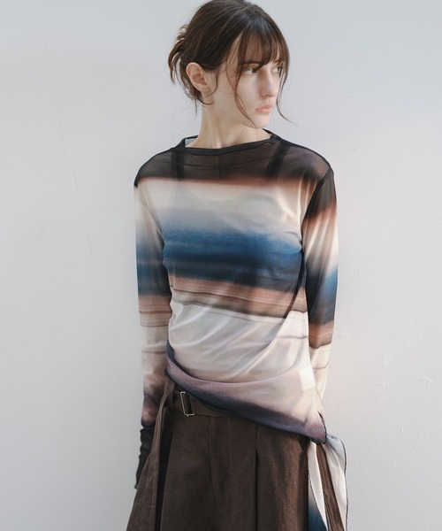 tageechita tシャツ 「tageechita」ニュアンスグラデーション シアー