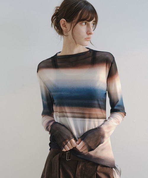 tシャツ 「tageechita」ニュアンスグラデーション シアートップス レディース | tageechita | 18