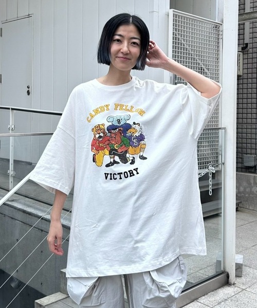 「Candy Stripper」 Tシャツワンピース FREE オフホワイト レディース_画像8