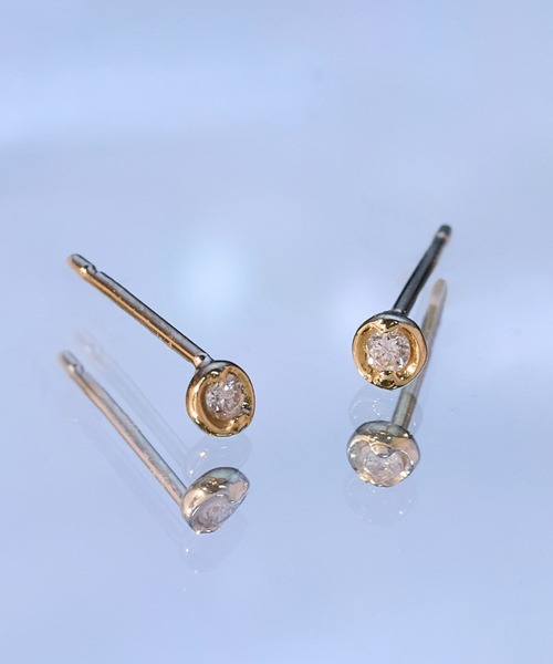 ピアス 入学式 「K18」ベーシック一粒ダイヤモンドピアス/金属アレルギー対応「動画あり」 レディース メンズの画像
