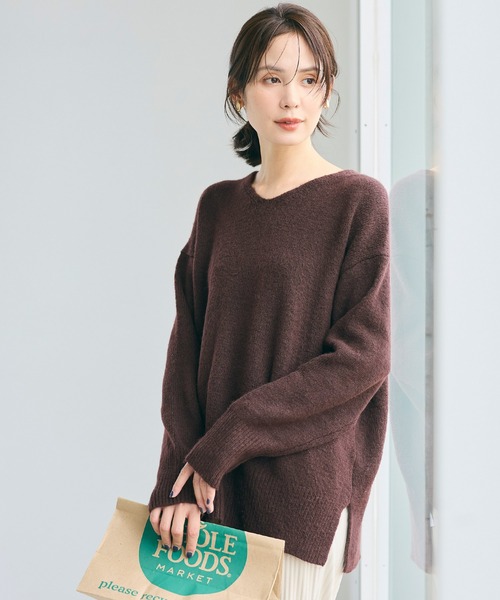 coca（コカ） ニット セーター ふあふあヤク風 Vネックニットトップス